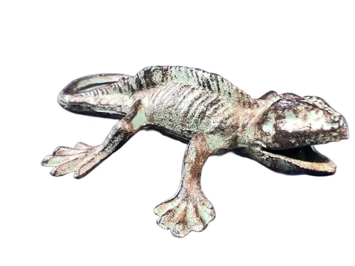 Eidechse, Gecko, Gusseisen grün-braun, schöne Statue.