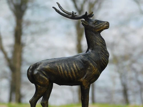 Deer - standing with antlers - bronze look - metal, LAST ONE!