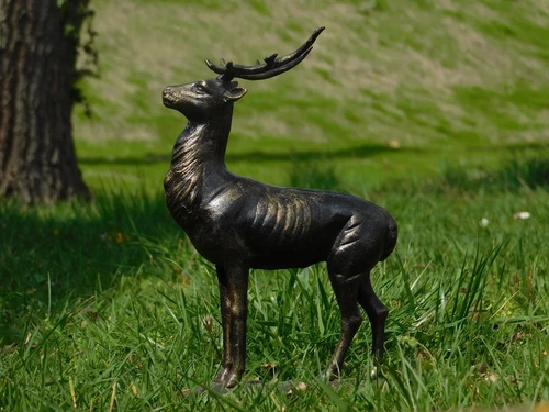 Deer - standing with antlers - bronze look - metal, LAST ONE!