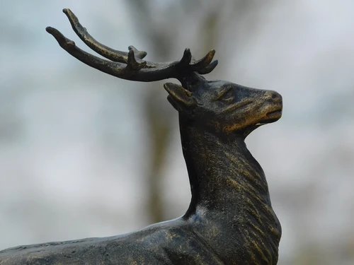 Deer - standing with antlers - bronze look - metal, LAST ONE!