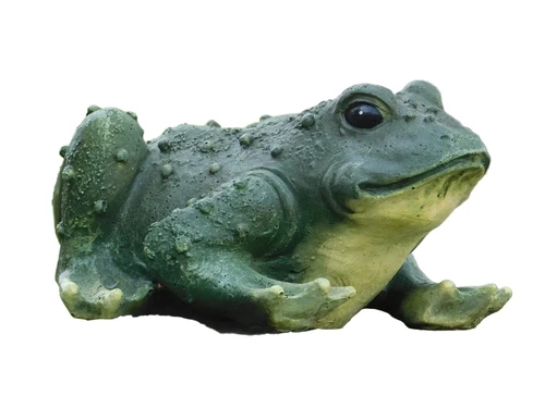 Een leuke en decoratieve kikker, gemaakt van polystein