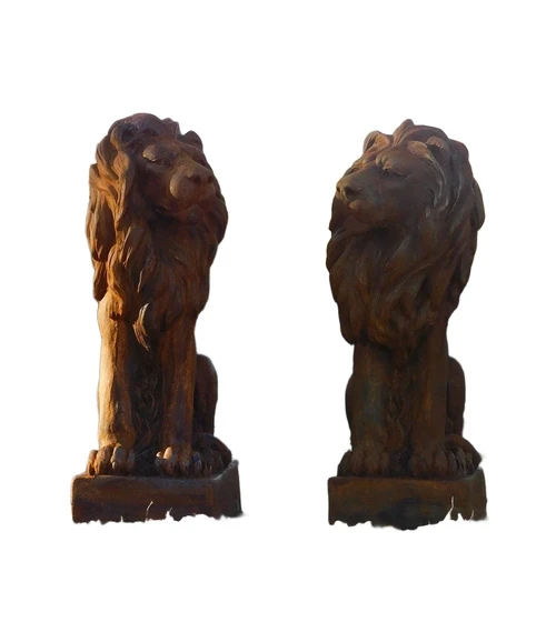 Set mooie leeuwen, links en rechts kijkend, oxid.