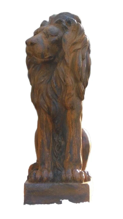 Zittende leeuw - polystone - rechts kijken - oxid