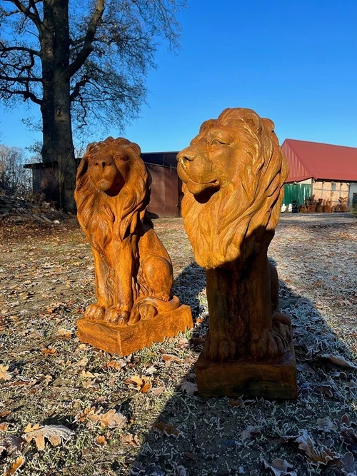 Zittende leeuw - polystone - rechts kijken - oxid