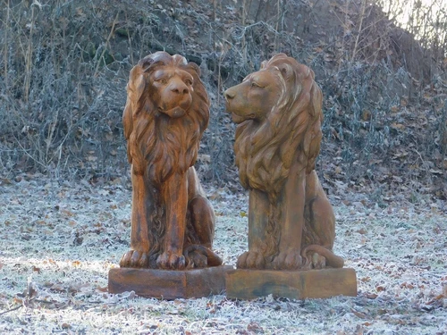 Zittende leeuw - polystone - rechts kijken - oxid