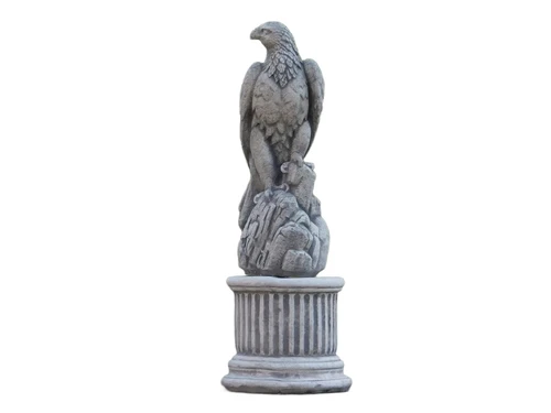 Eagle on Round Pedestal - 83 cm - Stone