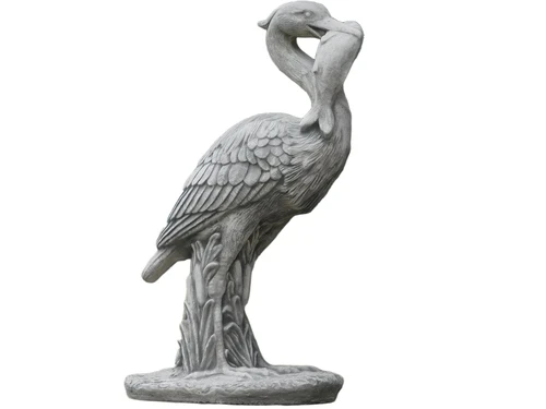 Statue Heron with Fish - 90 cm - Stone