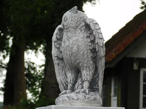 Owl on Pedestal - 66 cm - Stone