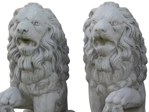 Leeuwen met Schild - Set van 2 - Steen