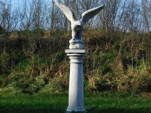 Set of 2 - Eagle on Pedestal - 140 cm - Solid Stone