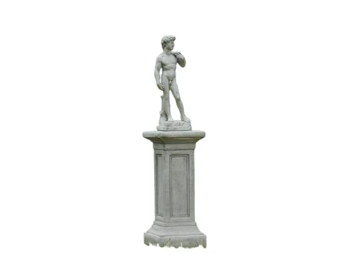 Statue David on Large Pedestal | 127 cm High | Stone | White and Grey Shades