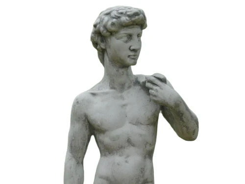 Statue David on Pedestal | 105 cm High | Stone | White and Grey Shades