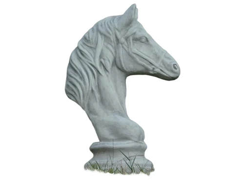 Statue Pferdekopf - Vollstein - weiß mit Grautönen