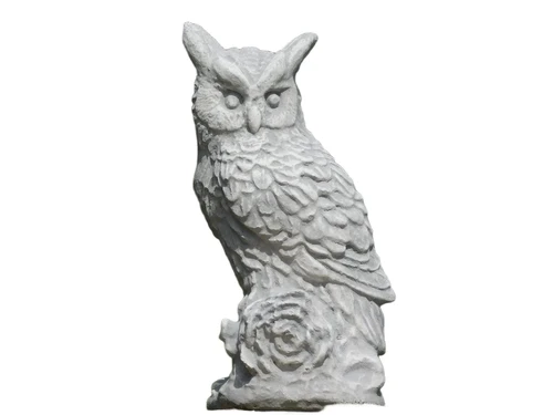 Statue Owl on Stump - Stone - Eagle Owl