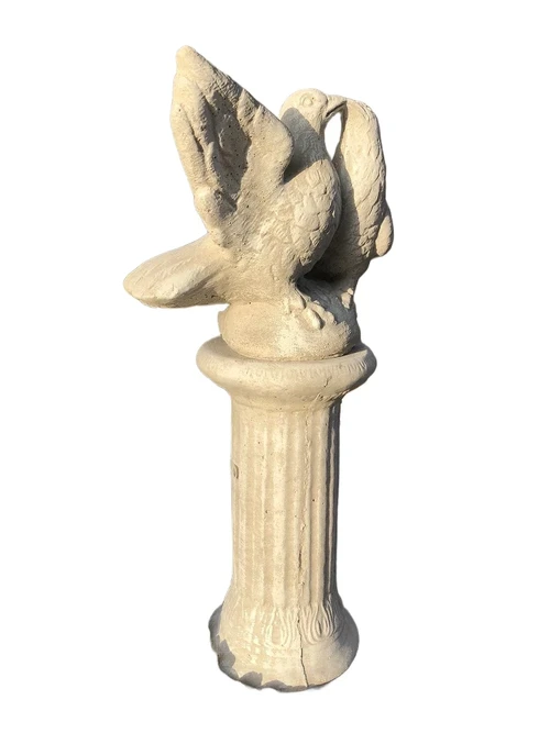 Pair of Doves on Plinth - 60 cm - Solid Stone
