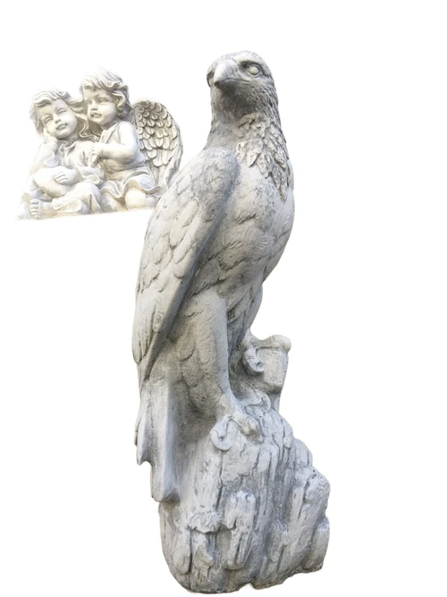 Sitting Eagle Statue - 53 cm - Stone