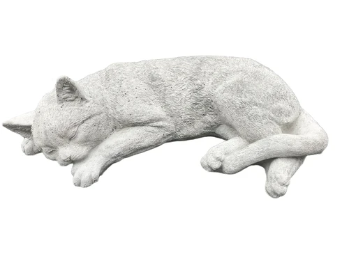 Sleeping cat - lifelike animal figure, made of stone