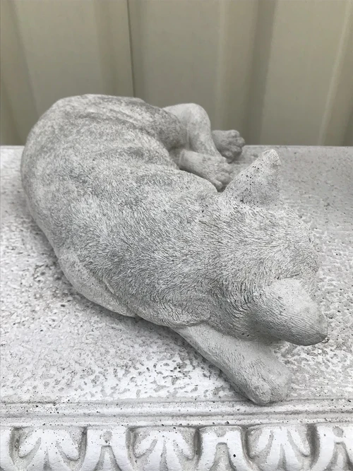 Sleeping cat - lifelike animal figure, made of stone