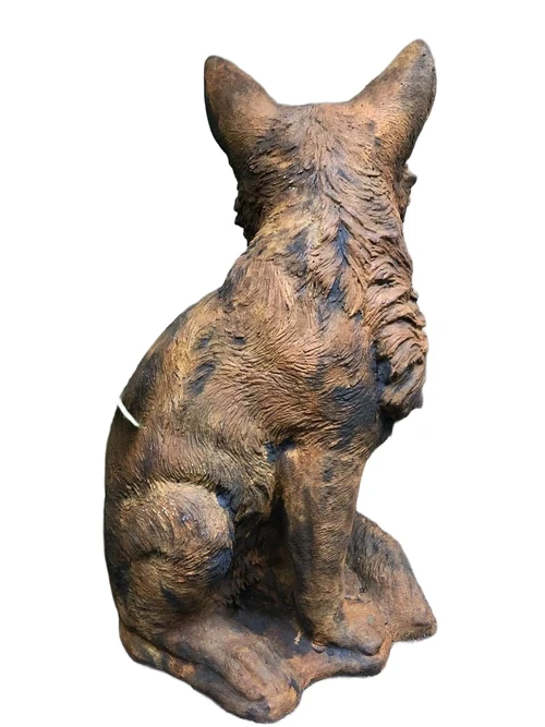Vos,  stenen beeld,  vos dierfiguren, vos tuinbeelden., steen oxid