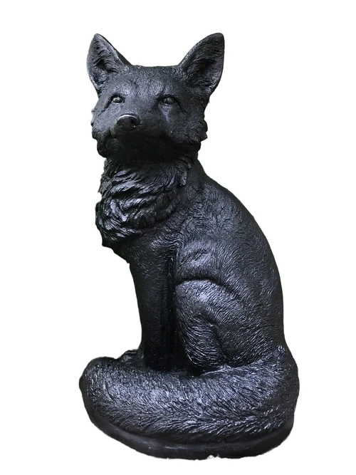 Beeld Vos - Zwart - Steen