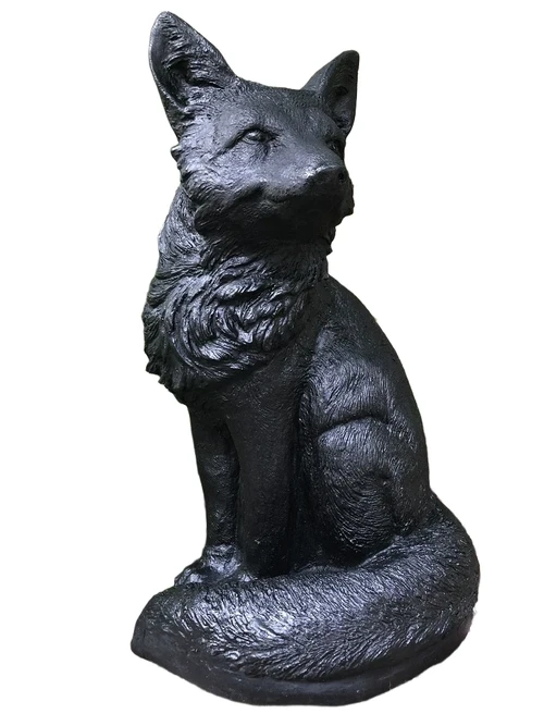 Beeld Vos - Zwart - Steen