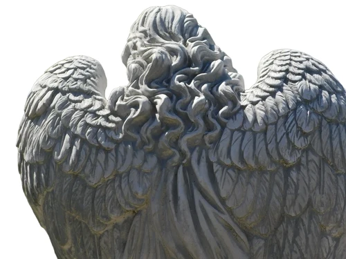 Statue Angel on Round Pedestal - 73 cm - Stone