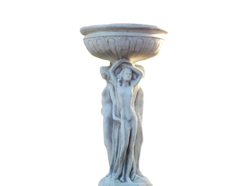 Statue mit drei Frauen und Schale - 85 cm - Vollstein