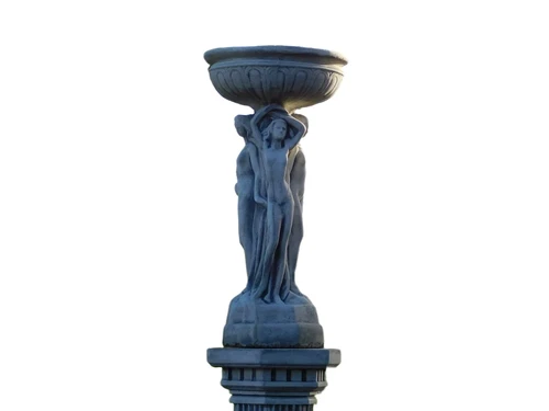 Statue mit drei Frauen und Schale - 85 cm - Vollstein
