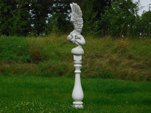 Kneeling Angel on Pedestal - 167 cm - Stone