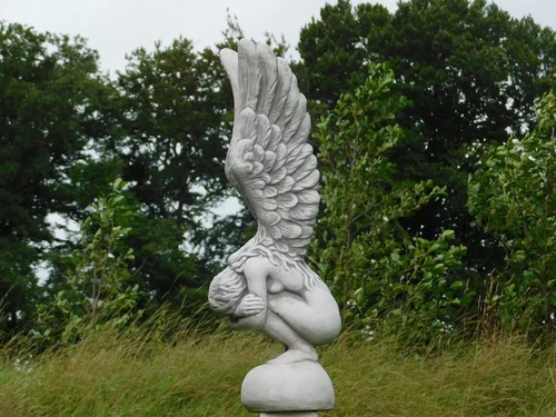 Kneeling Angel on Pedestal - 167 cm - Stone