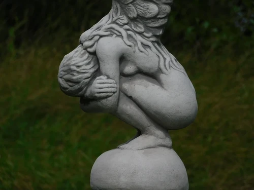 Kneeling Angel on Pedestal - 167 cm - Stone