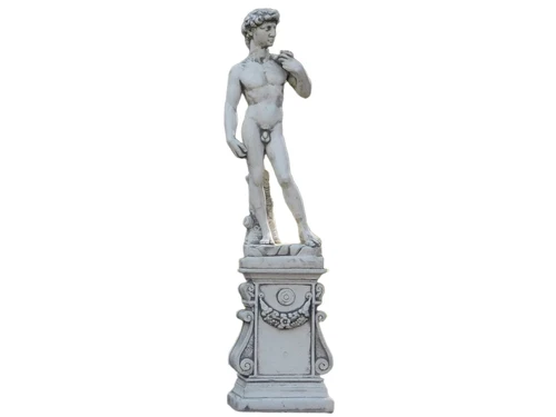 Statue David auf Sockel – 88 cm – Stein