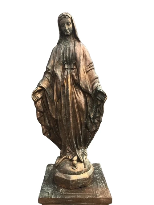 Maria beeld, koper-look, tuinbeeld Maria groot, exclusieve moeder Maria / Madonna