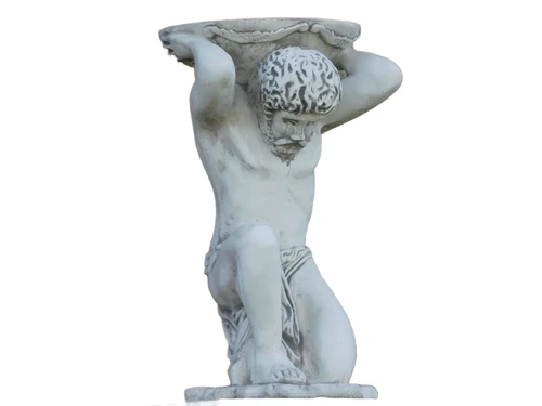 Beeld Atlas met Schaal - 70 cm - Steen