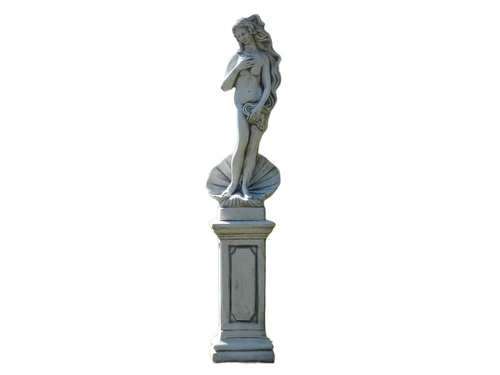 Statue Woman with Shell on Pedestal - 140 cm - Stone