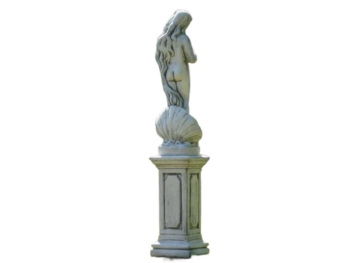 Statue Woman with Shell on Pedestal - 140 cm - Stone