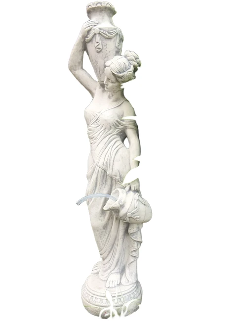 Statue Frau mit Wasserkrügen und Wasserspeier - 135 cm - Stein