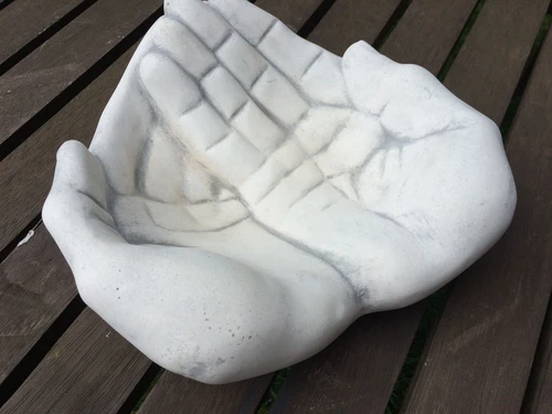 Hands as Bowl / Bird Bath - 30 cm - Stone