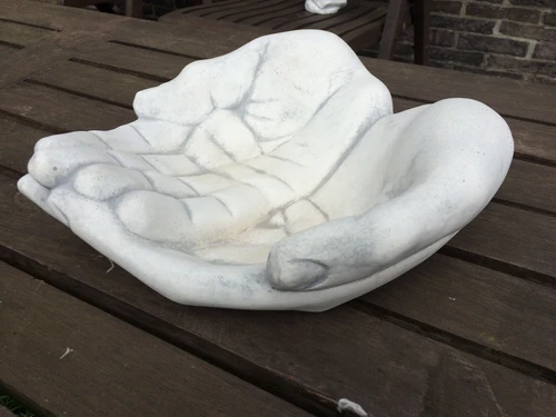 Hands as Bowl / Bird Bath - 30 cm - Stone