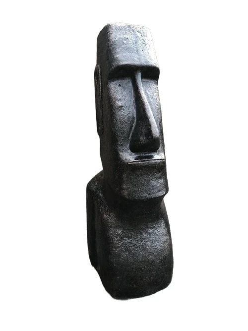 MOAI XXL, groot stenen beeld, van de paaseilanden, donker bruin