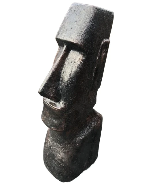 MOAI XXL, groot stenen beeld, van de paaseilanden, donker bruin