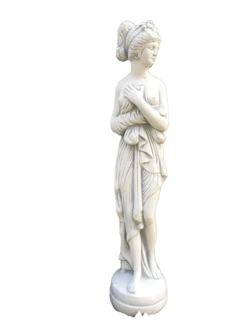 Wit Stenen Tuinbeeld van een Elegante Staande Dame – 77 cm