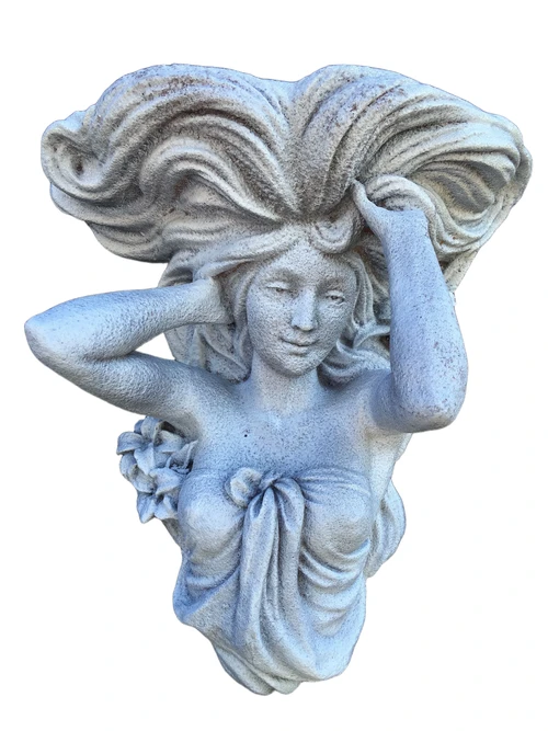 Classic Wall Ornament: Female Figure – Heavy Cast Iron – Old Rust White – 45 cm