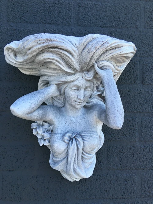 Classic Wall Ornament: Female Figure – Heavy Cast Iron – Old Rust White – 45 cm