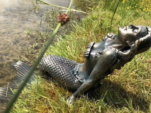 Mermaid Statue - Cast Iron - 43 cm High - Brass/Bronze Look
