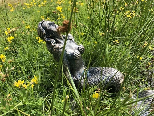 Mermaid Statue - Cast Iron - 43 cm High - Brass/Bronze Look