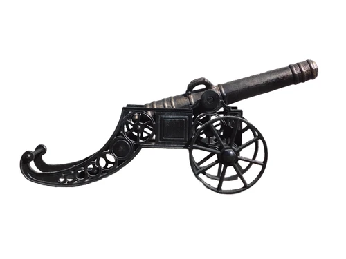 Beautiful hefty decorative cannon, cast iron black.