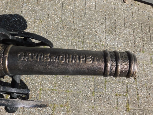 Beautiful hefty decorative cannon, cast iron black.