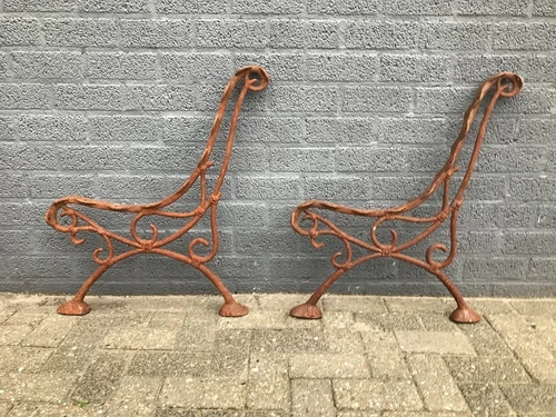 set of loose bench side parts, heavy cast iron supports