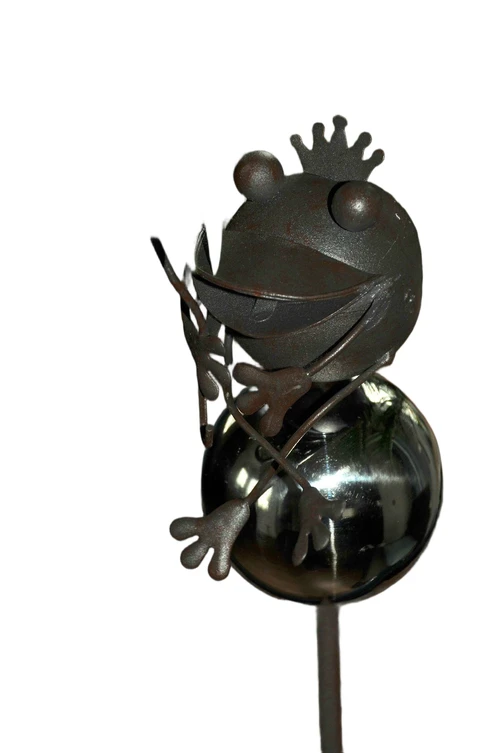 Gartenstab Gusseisen braun Frosch auf Nickel Kugel, schön!
